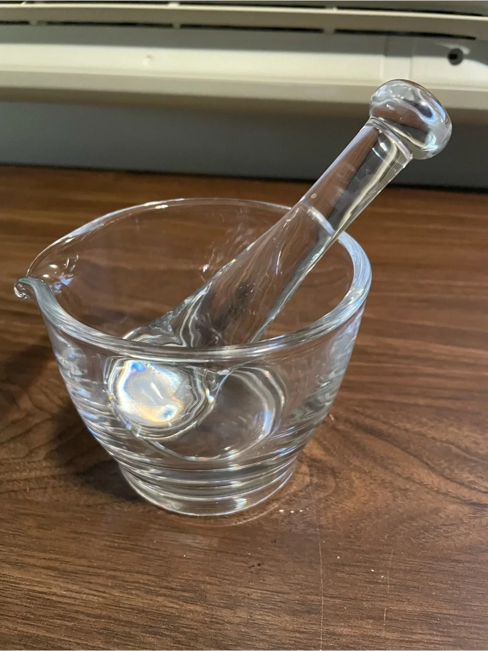 Clear Glass Mortar and Pestle - Transparent Crystal Mixing Bowl and Grinder
